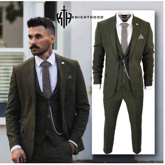 KNIGHTHOOD Three-Piece Wool Tweed Dapper Suit 𝐍𝐄𝐖 𝐖𝐈𝐓𝐇 𝐓𝐀𝐆𝐒!!!